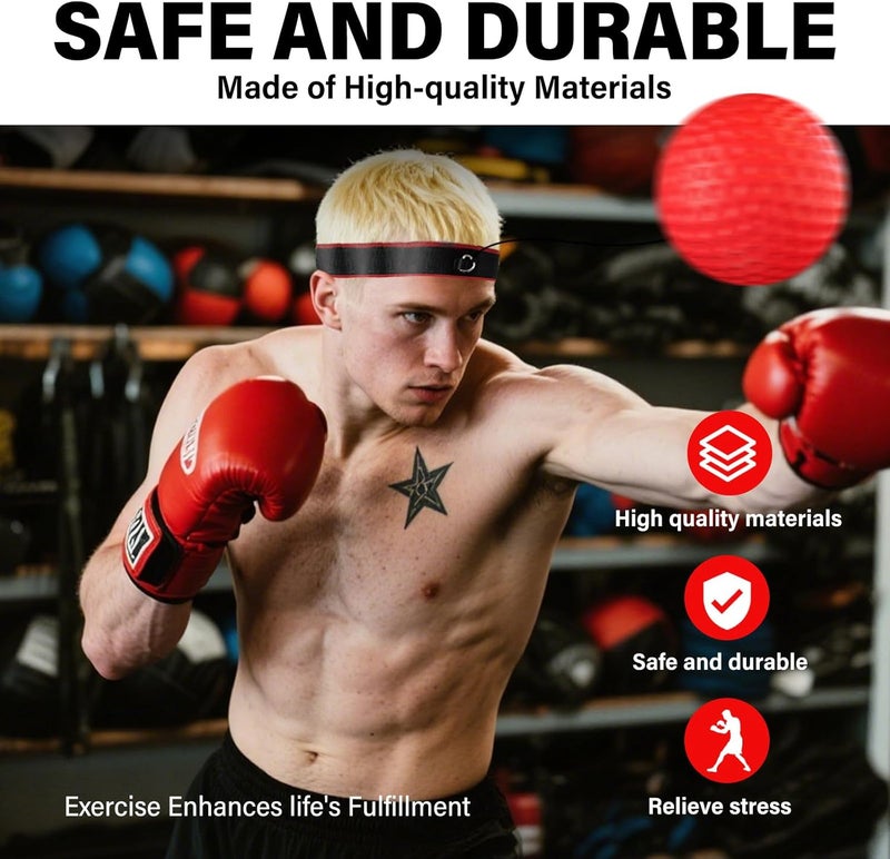 swardroof Boxing Reflex Ball Headband Set - 4-Pack Reflex Balls with 2 Adjustable Headbands for Boxing & MMA, Perfect for Improving Reaction Speed, Timing, Accuracy, Focus and Hand-Eye Coordination - Image 5